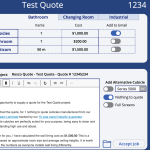 This is a screenshot of a software used to enter information for sales of bathroom products.