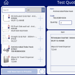 This is a screenshot of a software used to enter information for sales of bathroom products. It specifically shows a list of products to sell with images of each product.